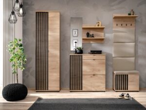 Miniaturka 12 - Garderoba z szafą lustrem panelem i poduszką Pedrivo 230 cm Hickory Jackson
