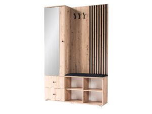 Miniaturka 5 - Garderoba Sorenta dąb Artisan z lustrem, siedziskiem i półkami