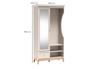Miniaturka 4 - Schemat garderoby Velvara kaszmir z wymiarami bryły 100 cm szerokości i 193 cm wysokości
