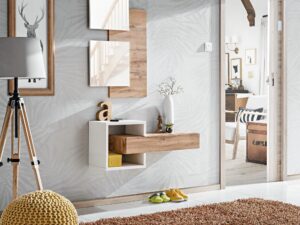 Miniaturka 1 - Wieszak z półką drewnianą biały