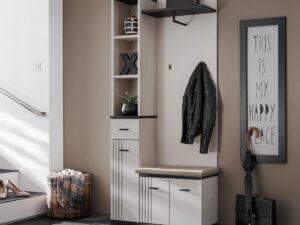 Miniaturka 1 - Szafka z siedziskiem jasnobrązowa z czarnymi akcentami
