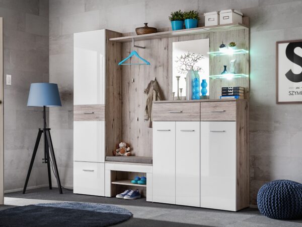 Garderoba z szafą i LED Melvoro 210 cm – aranżacja