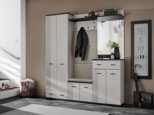 Garderoba Havoro 180 cm z panelem tapicerowanym i poduszką