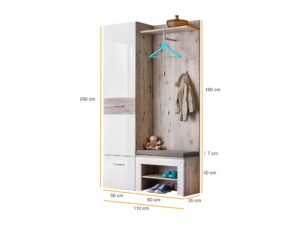 Miniaturka 2 - Garderoba Melvoro 110 cm – widok zestawu w kolorze biały dąb Wellington