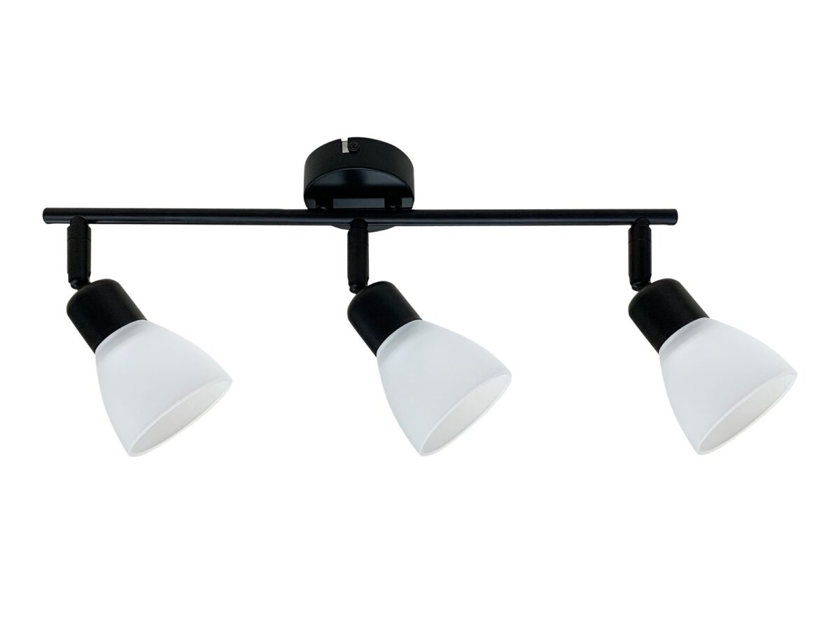 Lampa sufitowa Gilario czarna z 3 białymi kloszami