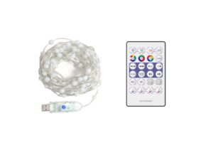 Miniaturka 5 - Girlanda LED RGB 5 m 100 diod z pilotem i zasilaniem USB na białym tle