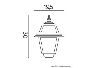 Miniaturka 1 - Wymiary głowicy lampy Witraż na rysunku technicznym