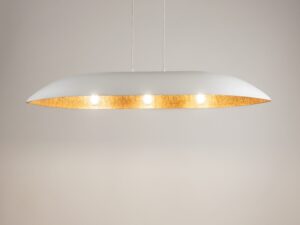 Miniaturka 7 - Lampa Gondola L z białym kloszem i miedzianym wnętrzem, trzy punkty światła