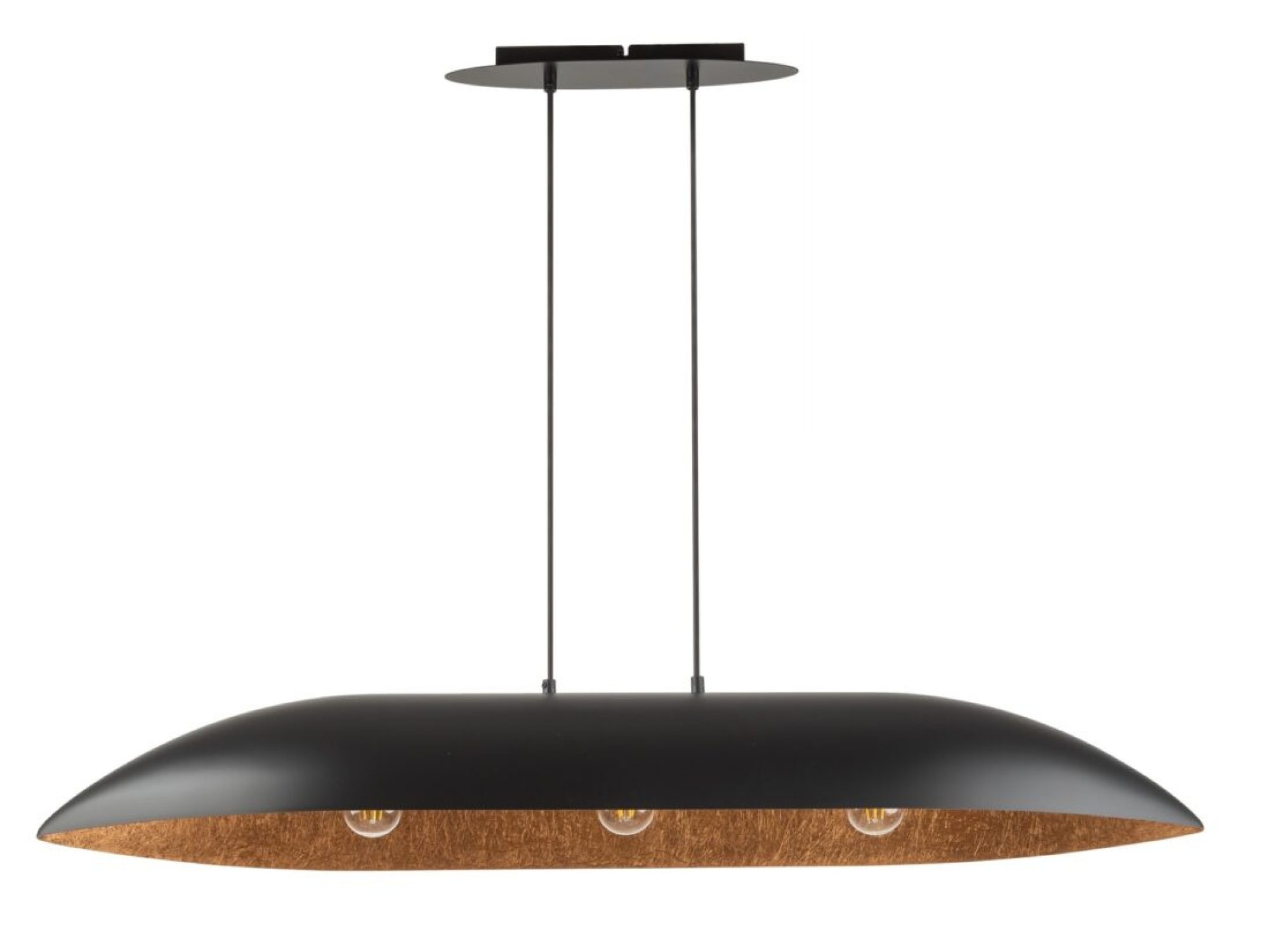Lampa wisząca Gondola L czarna z miedzianym wnętrzem podłużnego klosza