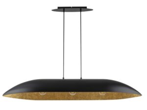Miniaturka 12 - Lampa wisząca Gondola L czarno-złota, podłużny klosz i trzy oprawki E27