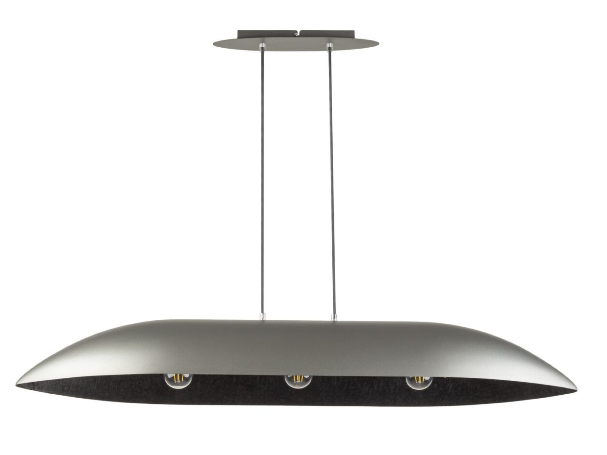 Lampa wisząca Gondola L ze srebrnym kloszem i czarnym wnętrzem