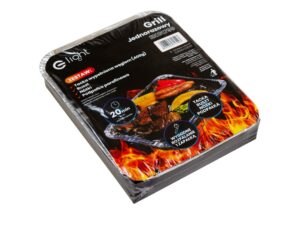 Miniaturka 1 - Grill jednorazowy piknikowy w srebrnej tacce aluminiowej – widok pod kątem
