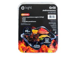 Miniaturka 2 - Jednorazowy grill piknikowy w aluminiowej tacce z brykietem 400 g – widok z góry