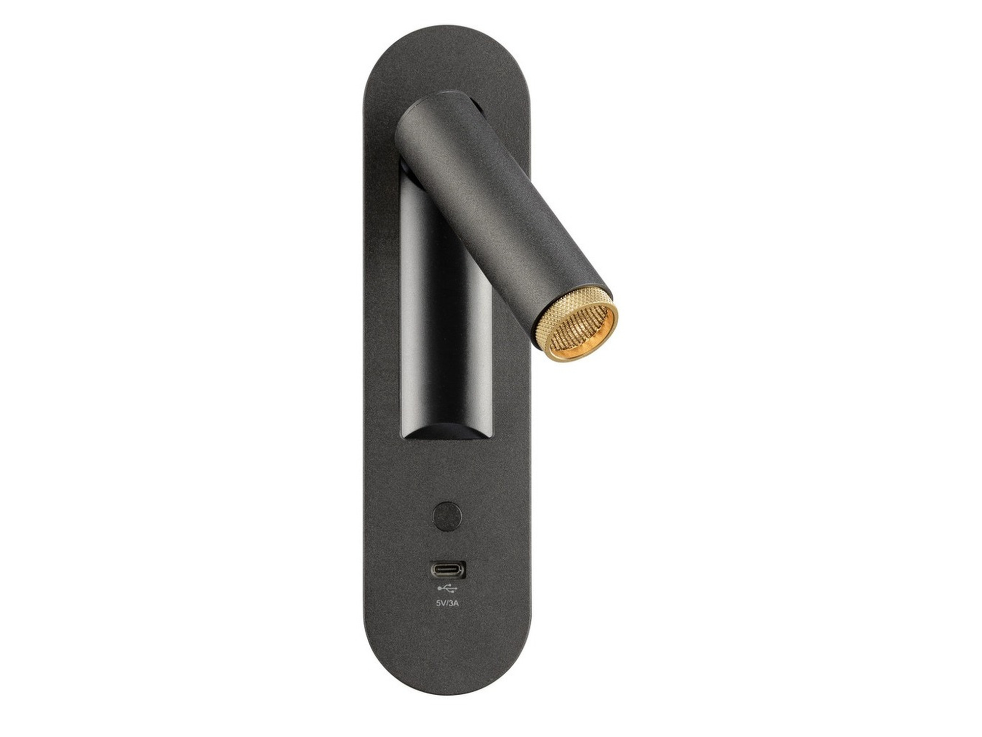 Kinkiet wpuszczany Grip! S WL 23 cm czarno-złoty – widok z regulowanym ramieniem