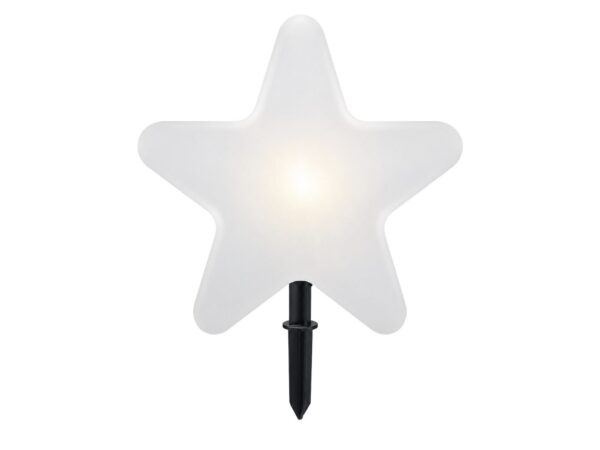 Lampa ogrodowa Telirio w kształcie gwiazdy, 30 cm, na białym tle