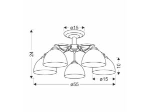 Miniaturka 1 - Lampa sufitowa Helamia rysunek wymiarowy modelu pięciopunktowego