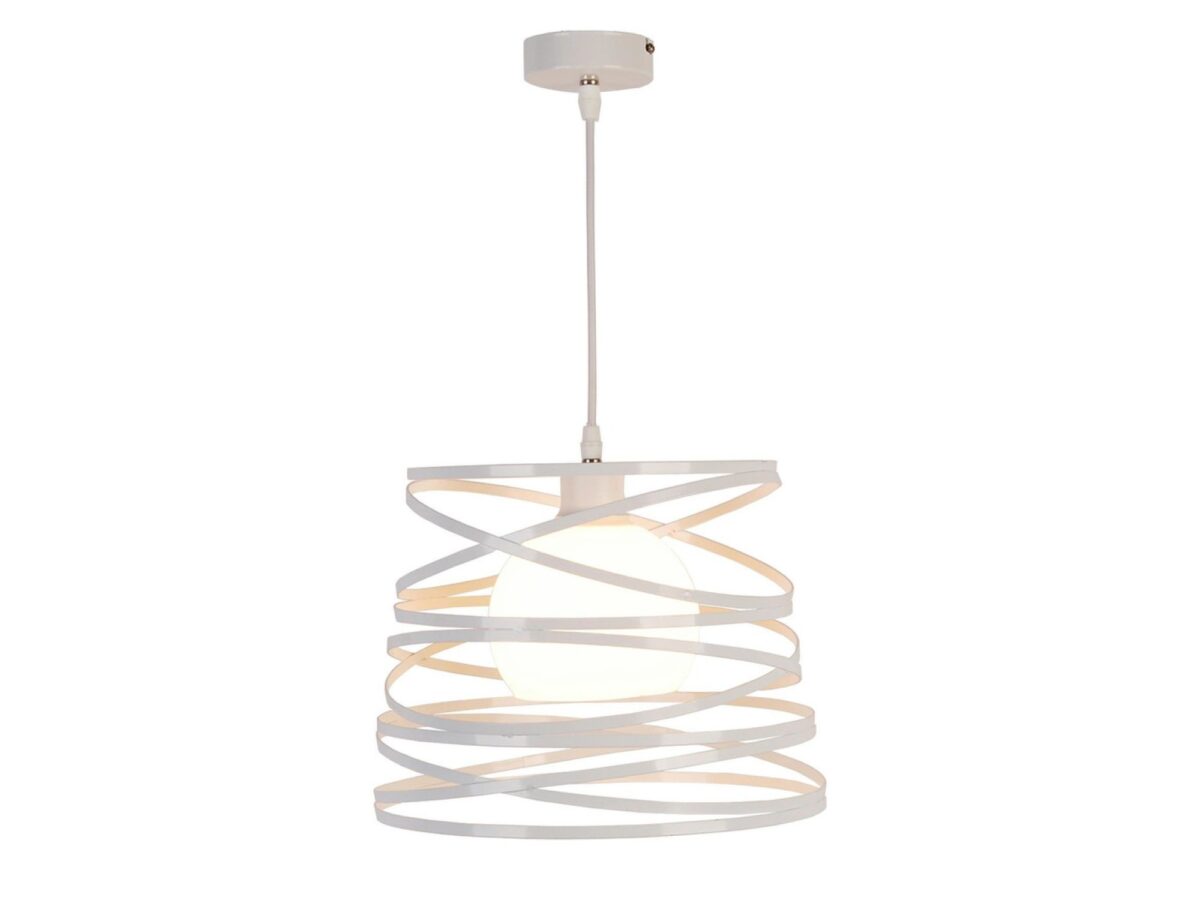 Lampa wisząca Helivina biała ze spiralną osłoną 32 cm