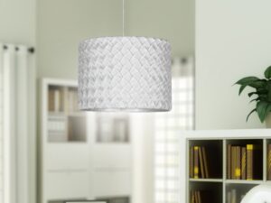 Miniaturka 1 - Lampa wisząca Ilavino biała nad biurkiem w nowoczesnym gabinecie