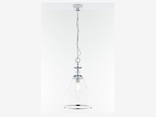 Lampa wisząca Isla chrom z przezroczystym szklanym kloszem