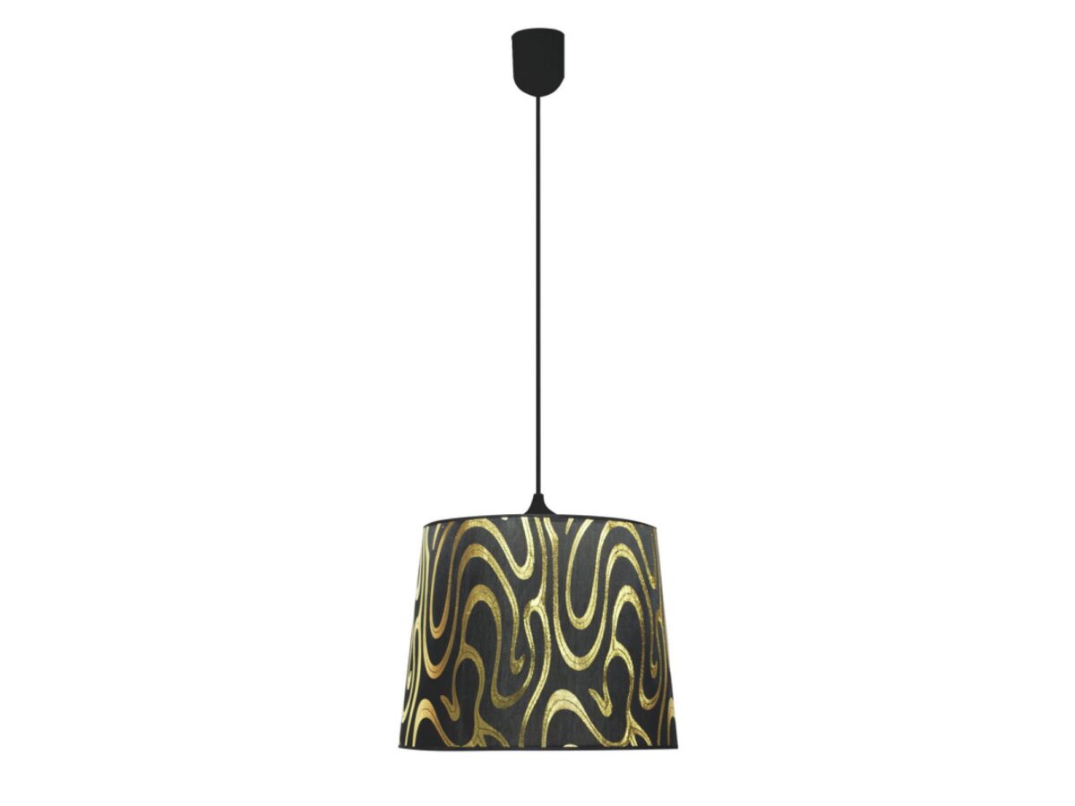 Lampa wisząca Isovano czarno-złota z abażurem 26 cm