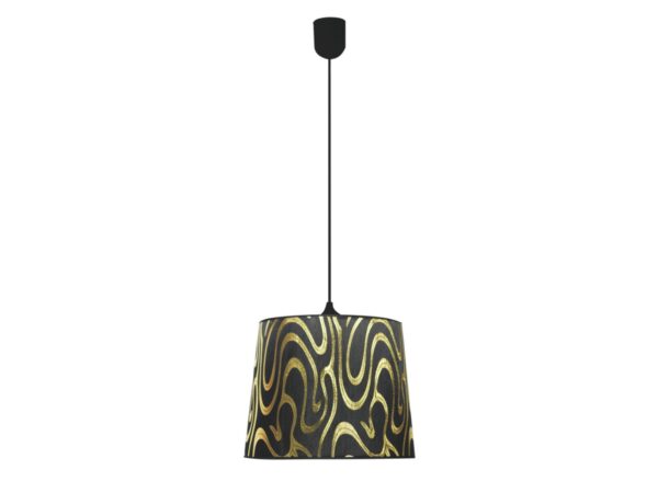 Lampa wisząca Isovano z czarno-złotym wzorem na abażurze
