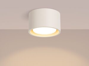 Miniaturka 118 - Jednopunktowy plafon Modessa 10 cm beżowy z włączonym światłem