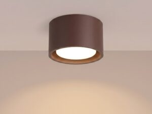 Miniaturka 18 - Jednopunktowy plafon Modessa 10 cm brązowy z włączonym światłem