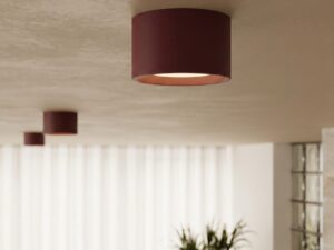 Miniaturka 95 - Jednopunktowy plafon Modessa 10 cm burgundowy na suficie – zbliżenie