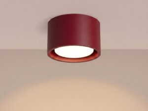 Miniaturka 88 - Jednopunktowy plafon Modessa 10 cm burgundowy z włączonym światłem
