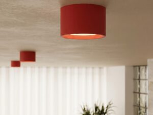 Miniaturka 35 - Jednopunktowy plafon Modessa 10 cm czerwony na suficie – zbliżenie