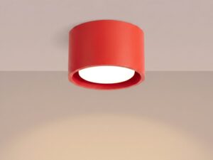 Miniaturka 28 - Jednopunktowy plafon Modessa 10 cm czerwony z włączonym światłem