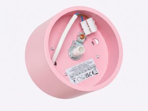 Miniaturka 62 - Jednopunktowy plafon Modessa 10 cm różowy – wnętrze z kostką przyłączeniową