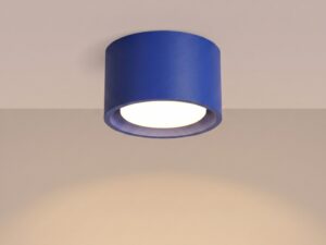 Miniaturka 78 - Jednopunktowy plafon Modessa 10 cm ultramaryna z włączonym światłem