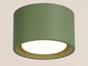 Miniaturka 69 - Jednopunktowy plafon Modessa 10 cm zielony oliwkowy – krawędź oprawy ze światłem