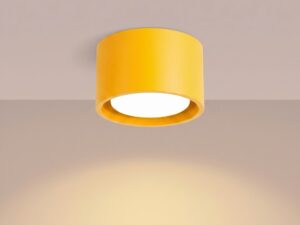 Miniaturka 38 - Jednopunktowy plafon Modessa 10 cm żółty z włączonym światłem