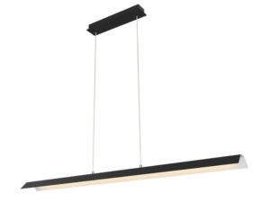 Miniaturka 3 - Czarna lampa wisząca LED Kalotona z podłużną listwą i dwoma linkami