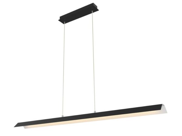 Czarna lampa wisząca LED Kalotona z podłużną listwą i dwoma linkami