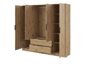 Miniaturka 7 - Szafa Kardena dąb artisan – otwarte szafki, półki i wysunięte szuflady