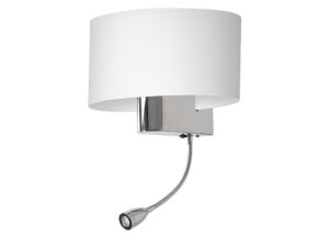 Miniaturka 4 - Biało-chromowany kinkiet Alovino z dodatkowym światłem LED