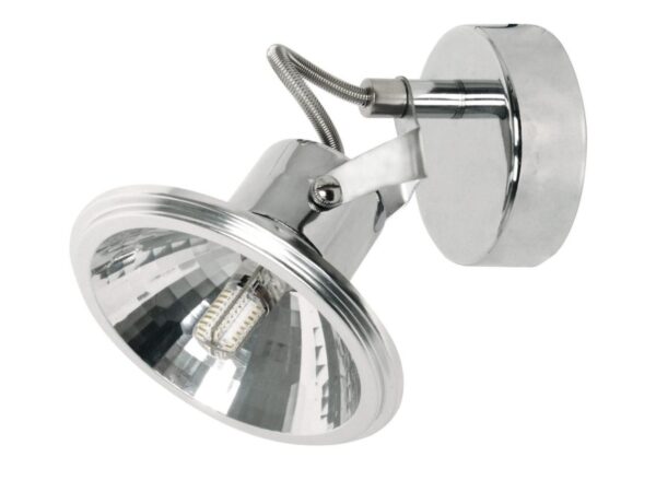Chromowany kinkiet Alovona z pojedynczym regulowanym metalowym reflektorem G9.