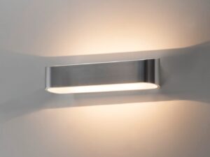 Miniaturka 7 - Owalna oprawa ścienna Asso 300 LED w kolorze aluminium i białym