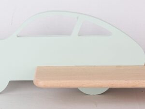 Miniaturka 12 - Miętowy kinkiet samochód z półką, szczegół montażu na ścianie