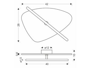 Miniaturka 3 - Rysunek wymiarowy kinkietu Avatona 42 na 28 na 10 cm