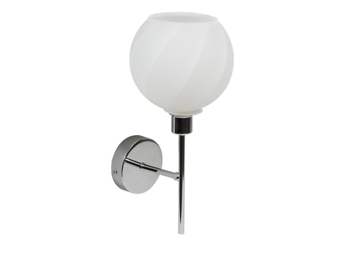 Kinkiet Celavio chromowany z białym kloszem 20 cm
