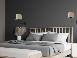 Miniaturka 1 - Kinkiet Chicago z abażurem z naturalnego lnu w aranżacji wnętrza