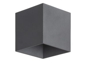 Miniaturka 1 - Szary kinkiet Cube LED IP54, kubiczny korpus na białym tle