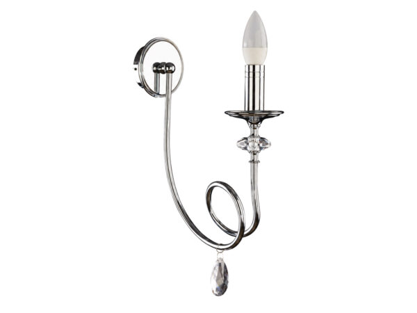 Kinkiet Dakar chrom 10 cm z ozdobnym zwisem – 1×E14 na białym tle