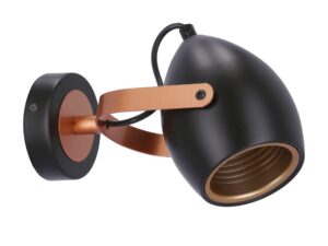 Miniaturka 3 - Kinkiet Davadena czarny z miedzianym ramieniem 23 cm – zdjęcie 4