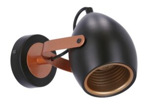Miniaturka 2 - Kinkiet Davadena czarny z miedzianym ramieniem 23 cm – zdjęcie 3