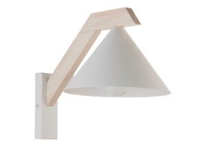 Miniaturka 3 - Kinkiet Deco biały z ramieniem z bielonego drewna
